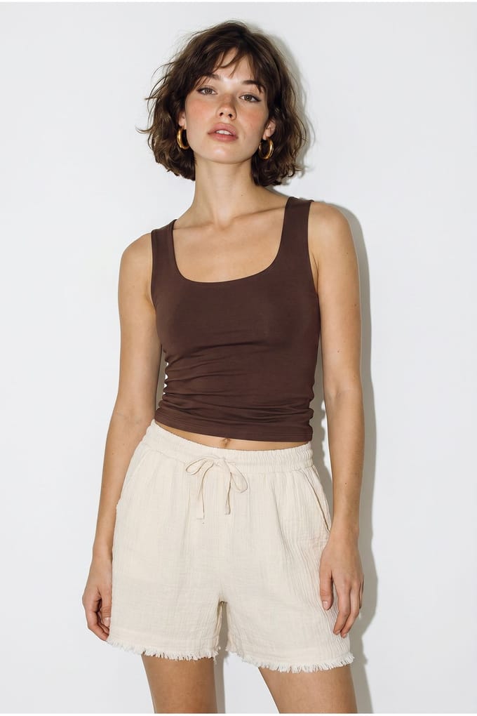 Hoog-Waisted Wijde Katoenen Shorts