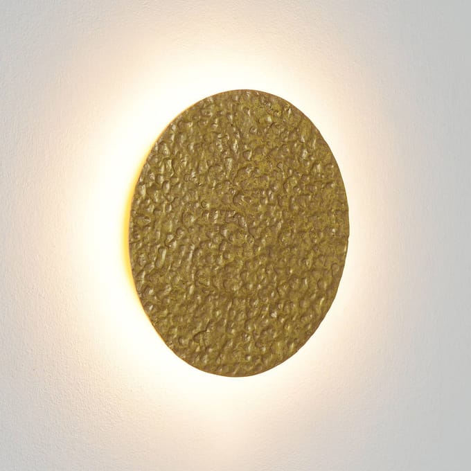 Holländer LED wandlamp Meteor, goudkleurig, Ø 27 cm, ijzer