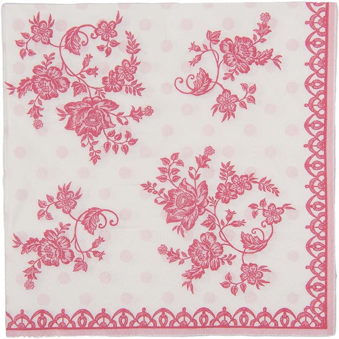 Clayre & Eef Servetten Papier Set van 20 33x33 cm Wit Papier