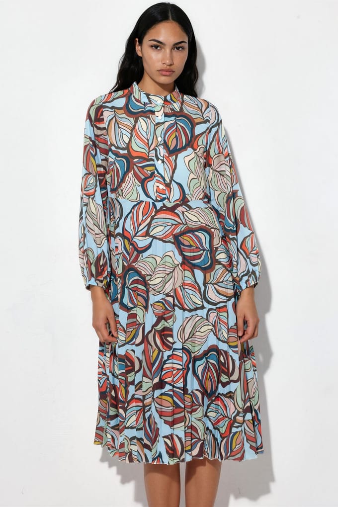 Bloemige Chiffon Jurk met Ceintuur tot de Midslijst