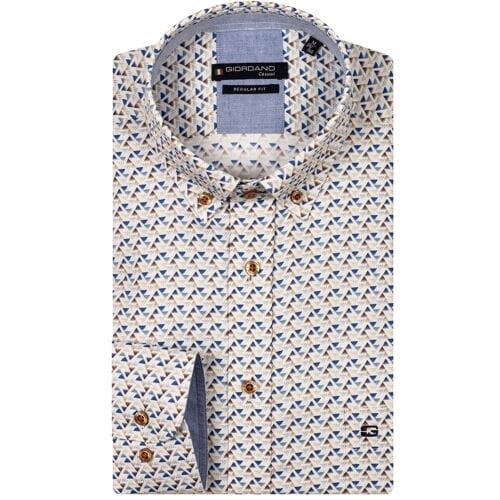 Giordano Overhemd Ivy Graphic Triangle Pattern Button Down Navy-Multi / male
