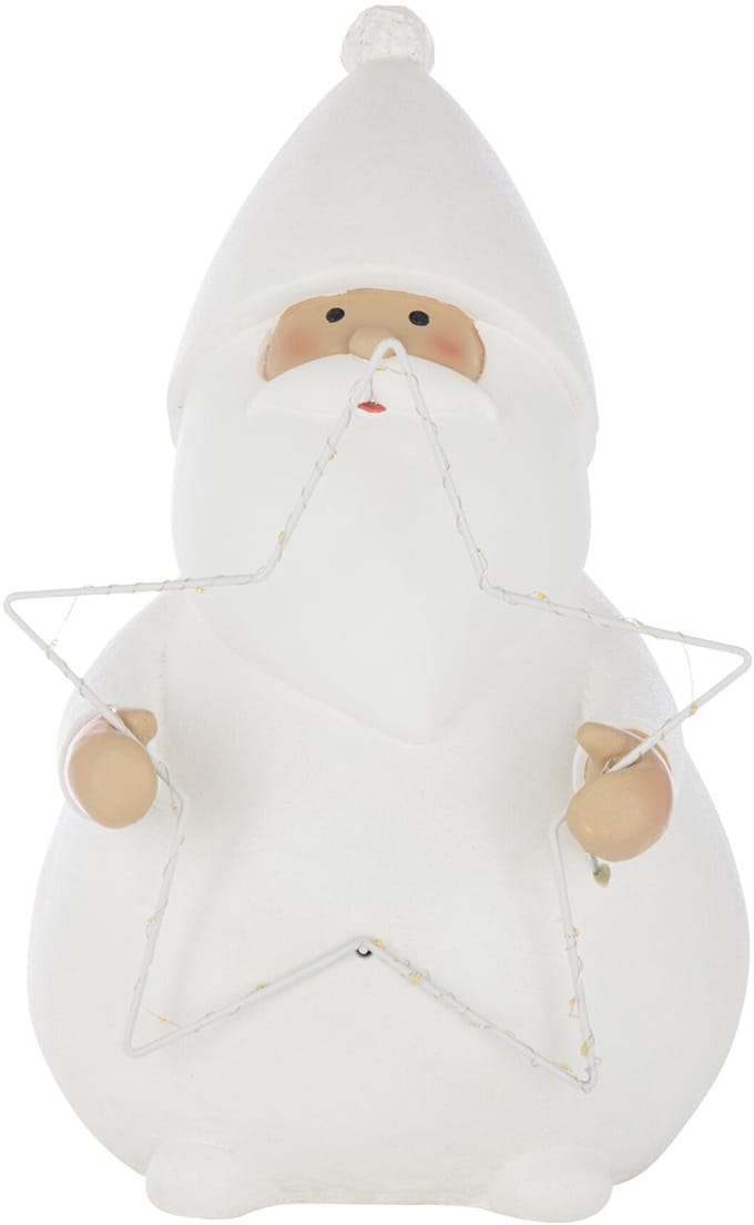 J-Line figuur Kerstman Ster - polyresin - wit - large - LED lichtjes