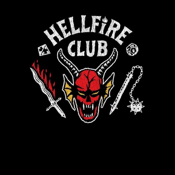 Stranger Things Hellfire Club Vintage Unisex T-Shirt - Zwart - M