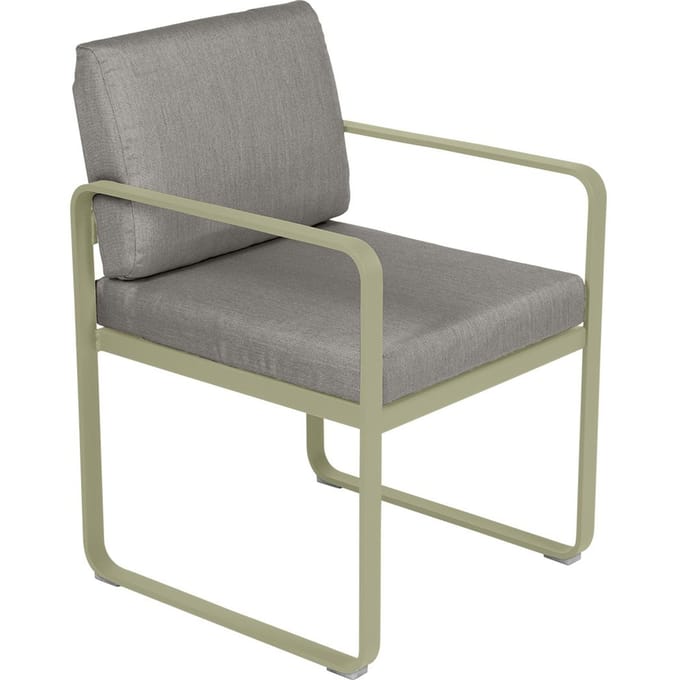 Fermob BELLEVIE fauteuil voor de eethoek - 65 lindegroen mat - B8 taupegrijs