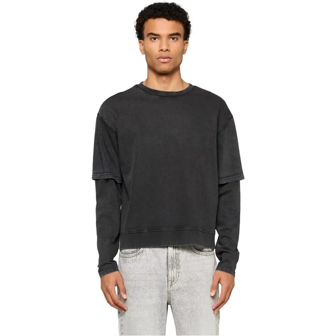 Urban Classics - Washed Double Layered Longsleeve shirt - L - Zwart
