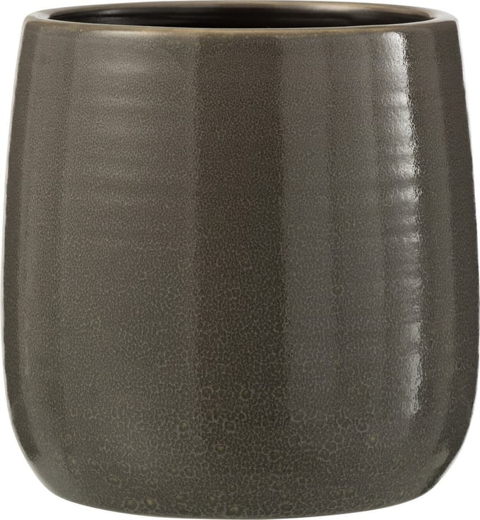 J-Line bloempot Effen - keramiek - grijs - large - Ø 16.5 cm
