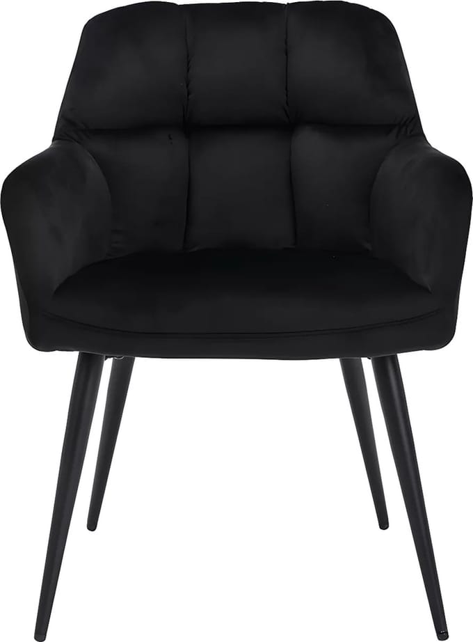 Vente-unique Set van 2 stoelen PEGA - Met armleuningen - Fluweel en metaal - Zwart
