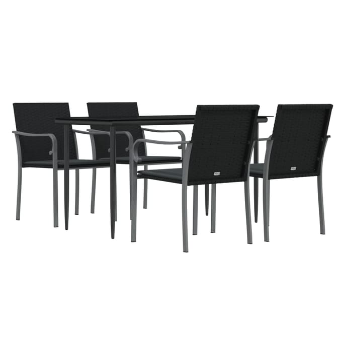 vidaXL - 5-delige - Tuinset - met - kussens - poly - rattan - en - staal