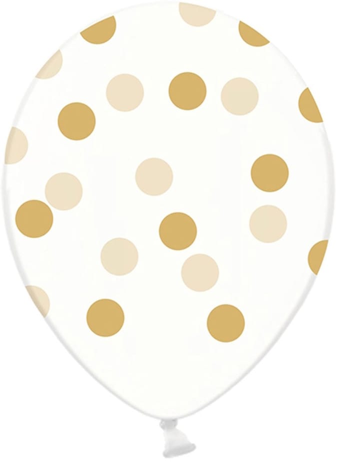 Partydeco - Ballonnen clear dots goud 6 stuks