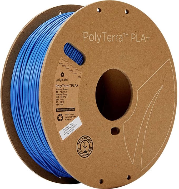 Polymaker PM70949 Regular Filament PLA+ Gering kunststofgehalte, Hoge stijfheid 1.75 mm 1000 g Blauw PolyTerra™ 1 stuk(