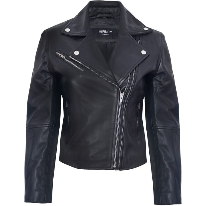 Dames leren retro bikerjack-Madeley