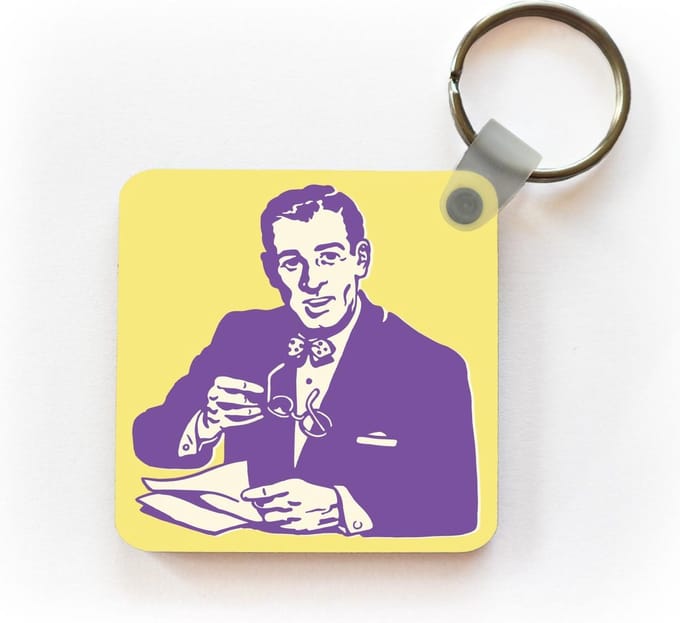 Sleutelhanger - Uitdeelcadeautjes - Een illustratie van een nette man die leest - Plastic