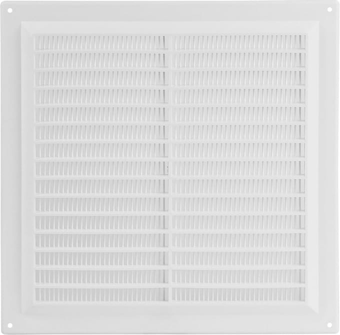 Vierkant Kunststof Ventilatierooster 250x250 mm Wit met Insectenbescherming