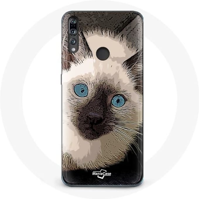 Coque pour Huawei p30 lite Chat Siamois Noir et blanc aux Yeux Bleus