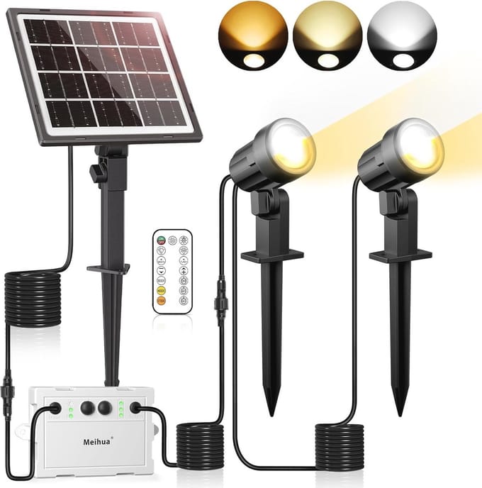 Solar Tuinlamp met 3 Helderheidsinstellingen en 2 Dynamische Modus - IP66 Waterdicht - 2 Stuks