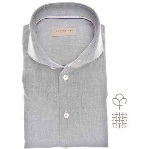 John Miller Overhemd Cutaway Collar Flanel Extra Long Sleeve Mouwlengte 7 Donker Grijs / male