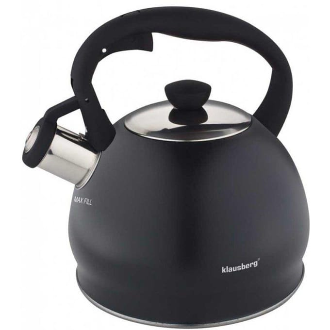 Klausberg 7428 - Fluitketel - RVS - 2 liter - zwart