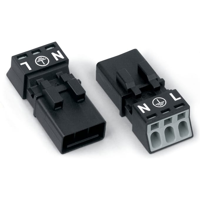 Wago 890-213 3-Pool Mini Connector Zwart - 890-213 [2 Stuks]
