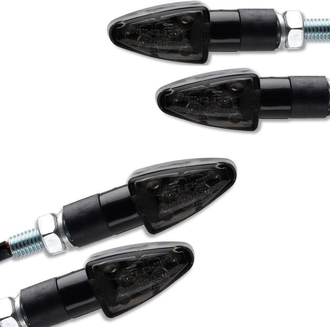 4x Universele Mini LED Knipperlichten Zwart Getint E-Keurmerk Motorfiets Scooter Quad