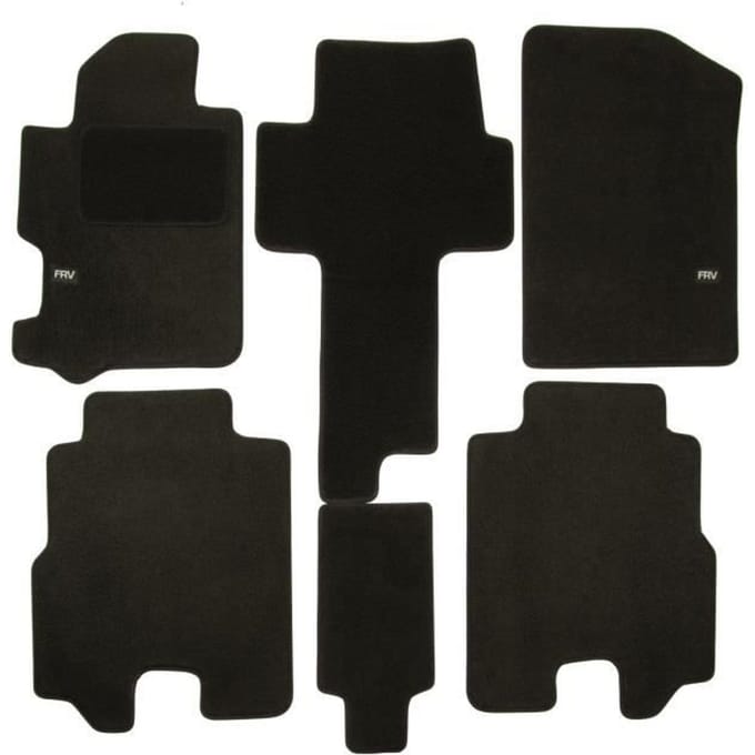 Tapis de sol - Logo - Honda FRV - Velours noir - 6 pièces - Ajustement précis