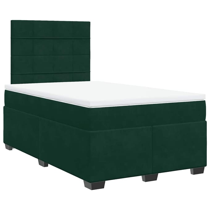 vidaXL - Boxspring - met - matras - fluweel - donkergroen - 120x190 - cm