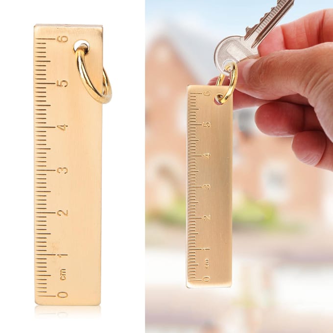 6cm Lengte 3mm Dikte Mini Messing Liniaal Hangers Cadeau Kantoor Schoolbenodigdheden beige