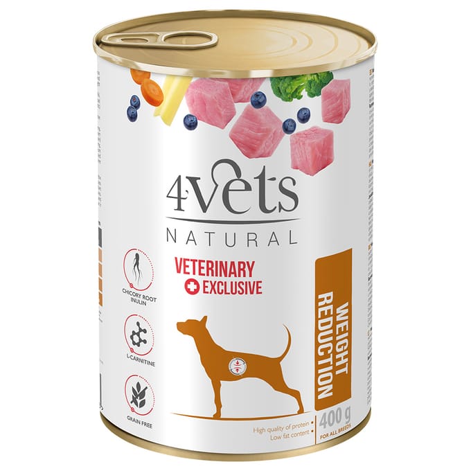 12x 400g 4vets Natural Dog Weight Reduction hondenvoer nat