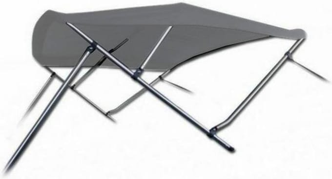 3 Boog Biminitop Zonnetent PREMIUM H117 cm GRIJS Breedte 231-243 cm