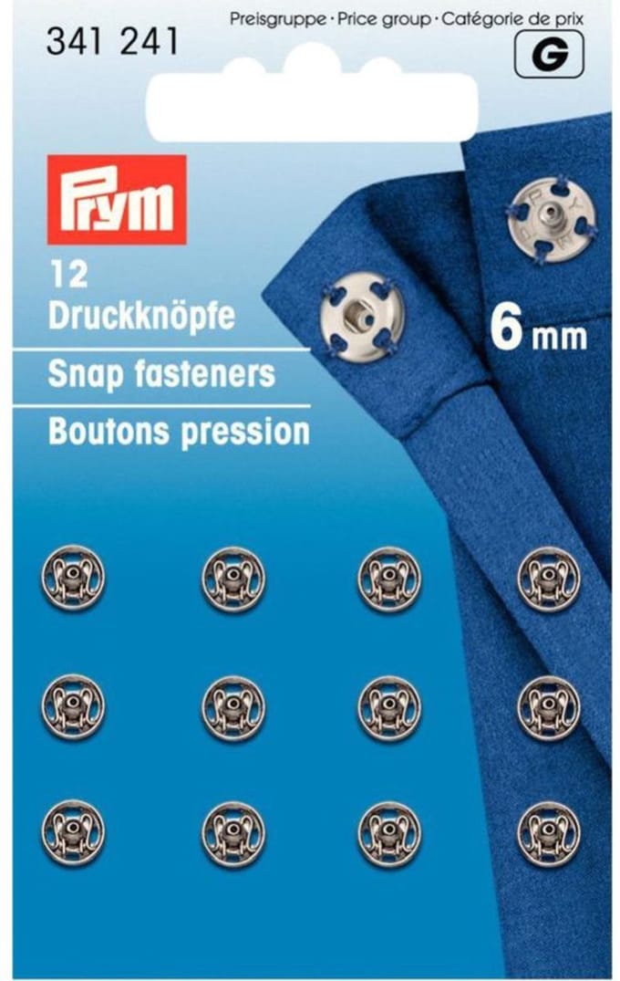 Aannaaidrukknopen 6 mm zilverkleurig 12 st.