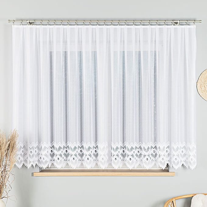 Markizeta Serie - Kant en Klaar Jacquardgordijn - Wit - 400x160 cm - Polyester