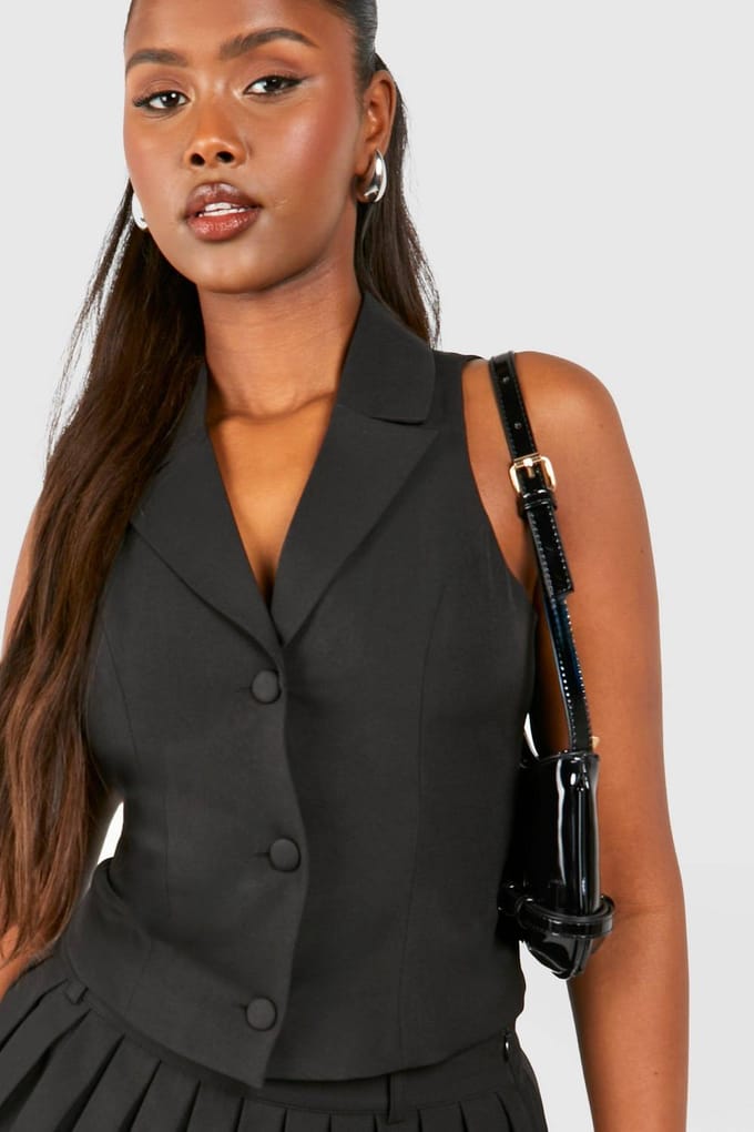 boohoo Dames Vest met getailleerde naaddetails | Zwart | Maat: 44