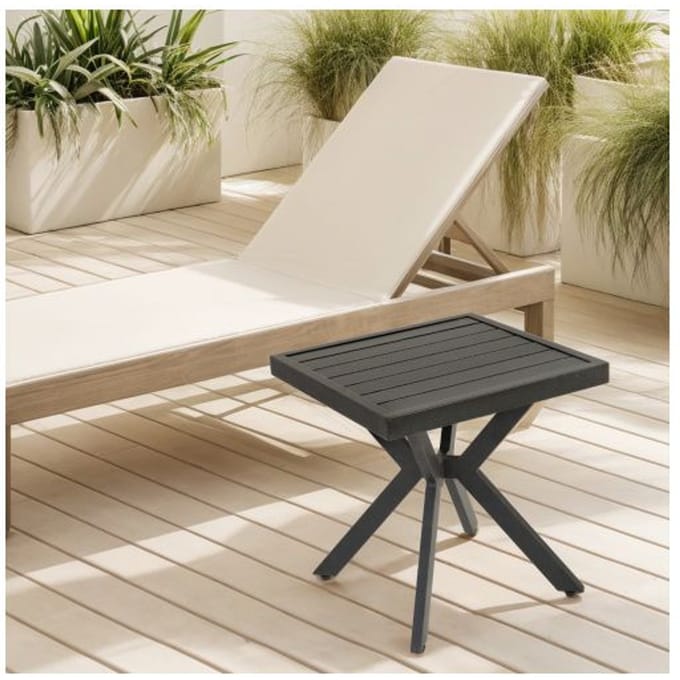 Table d'appoint - MUVOE - Carré - Aluminium - Résistante aux intempéries - Brun foncé