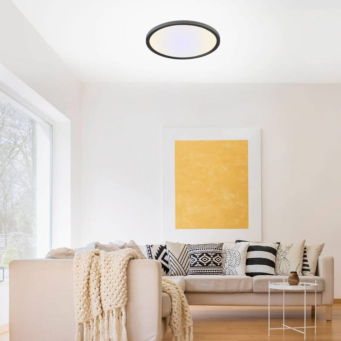 JUST LIGHT. GmbH LED plafondlamp Flat CCT, Ø 40 cm, zwart