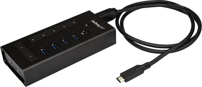 StarTech.com USB-C Hub Metal 7 Port USB hub - 7 - USB 3.0 - Zwart