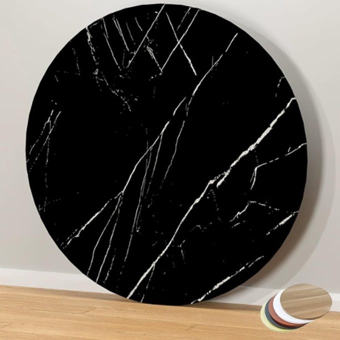 Tafelblad Rond - Houten Blad - Eettafel Vervanging - Sterk Glad Oppervlak - 40cm Diameter - Black stone