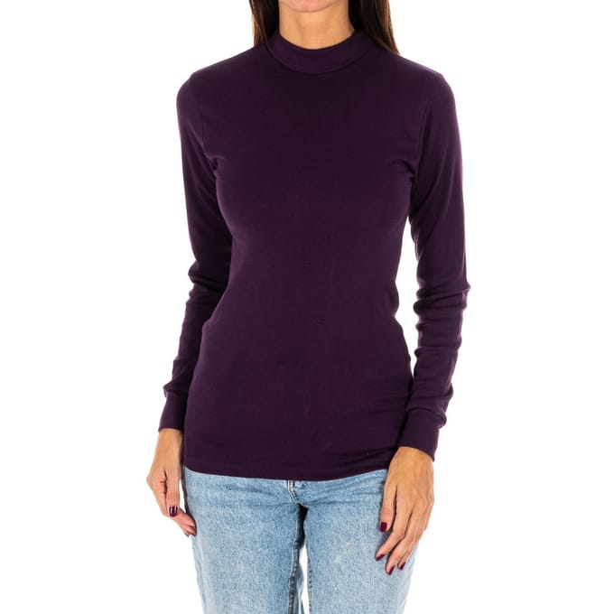 T-shirt met lange mouwen en halfhoge kraag 1625-M dames