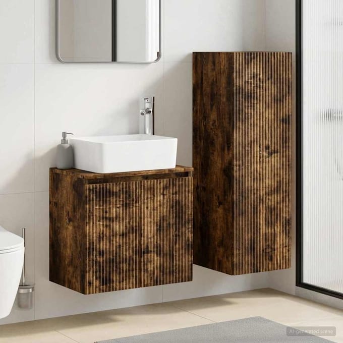 vidaXL - Badkamermeubel - Set - 2 - st - Gerookt - eiken - 33 - x - 34,5 - x - 100 - cm
