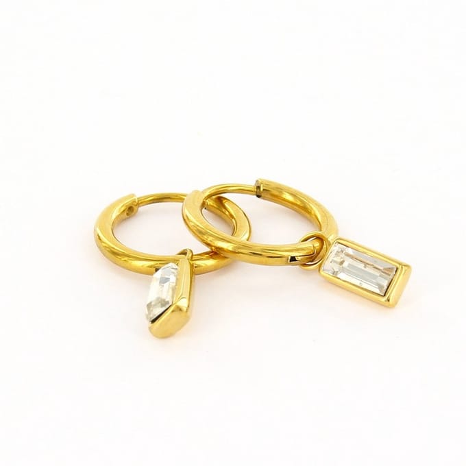 Kalli Oorhangers Ovaal goud Zirkonia Wit