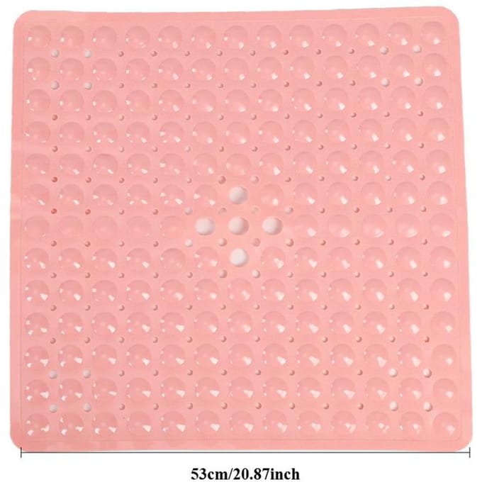 Vierkante badmat, antislip badmat met zuignappen, badmat, afvoergat, machinewasbaar 53cmx53cm