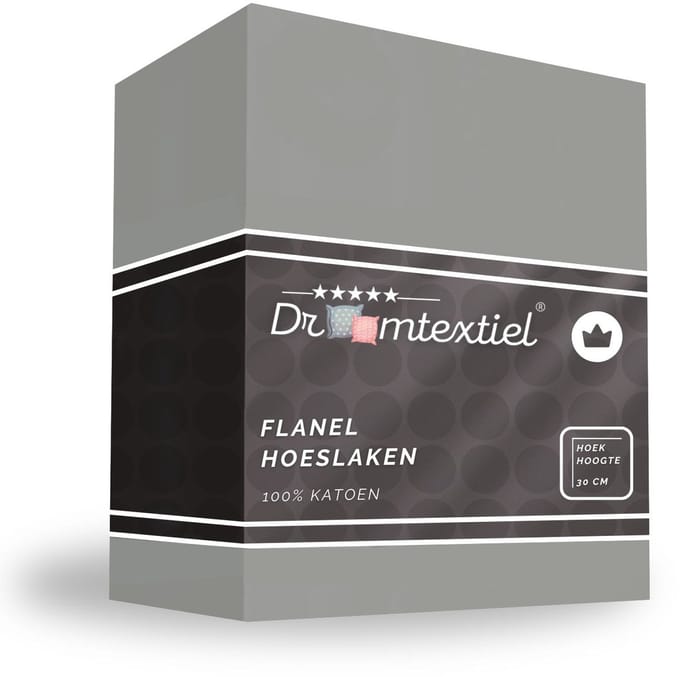 Droomtextiel Hoeslaken Flanel Premium Grijs - 90x200 cm