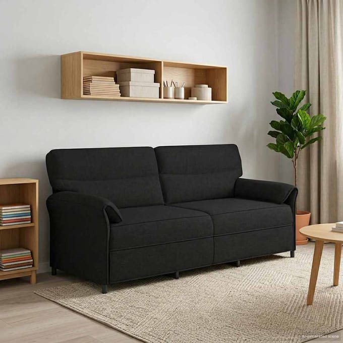 vidaXL - 3-Zits - Sofa - Zwart - 198 - x - 83 - x - 95 - cm - Stof