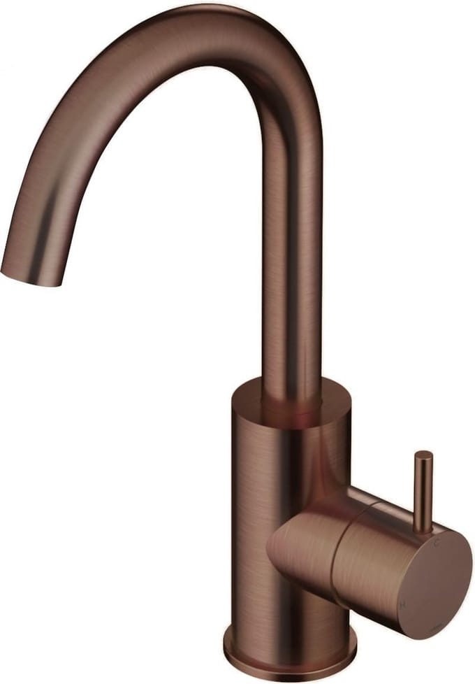 Hotbath Cobber CB004 wastafelkraan hoog met draaibare uitloop geborsteld koper PVD