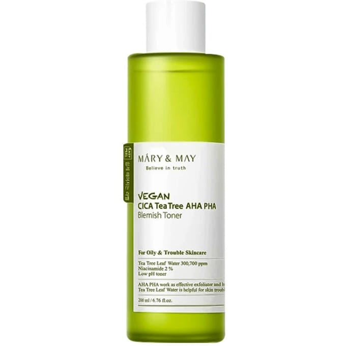 Mary&May - Vegan Cica Tea Tree AHA PHA Blemish Toner 2026 Version - 200ml