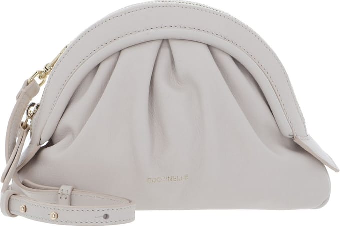 COCCINELLE Leren Schoudertas Cheek Smooth Crossbody Lambskin White Crème