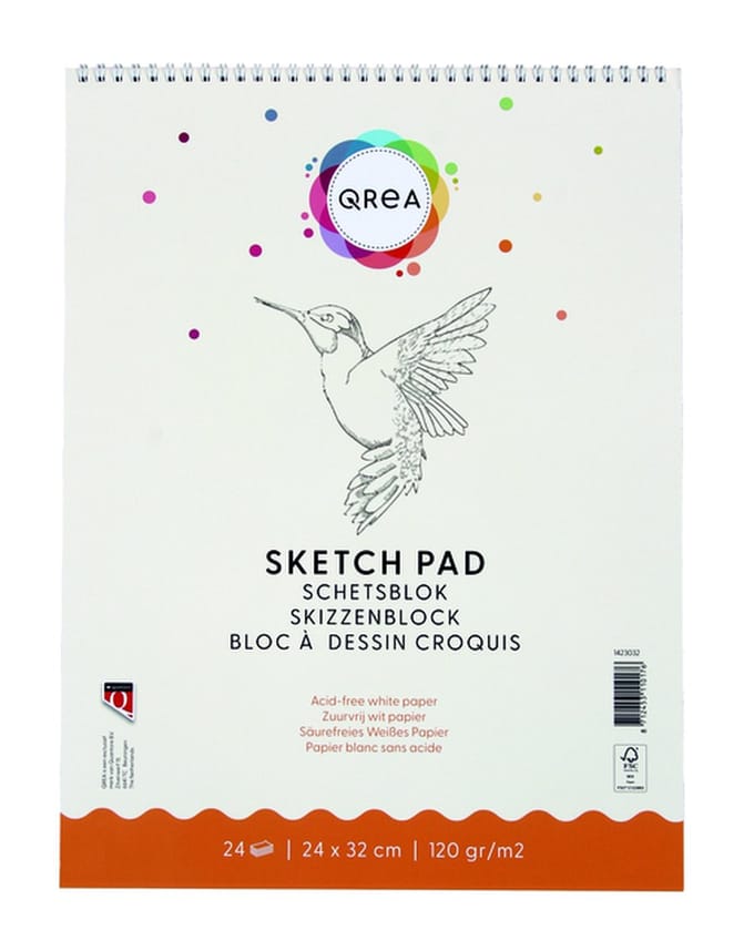 Schetsblok qrea 24x32 24vel 120gr spiraal | 5 stuks