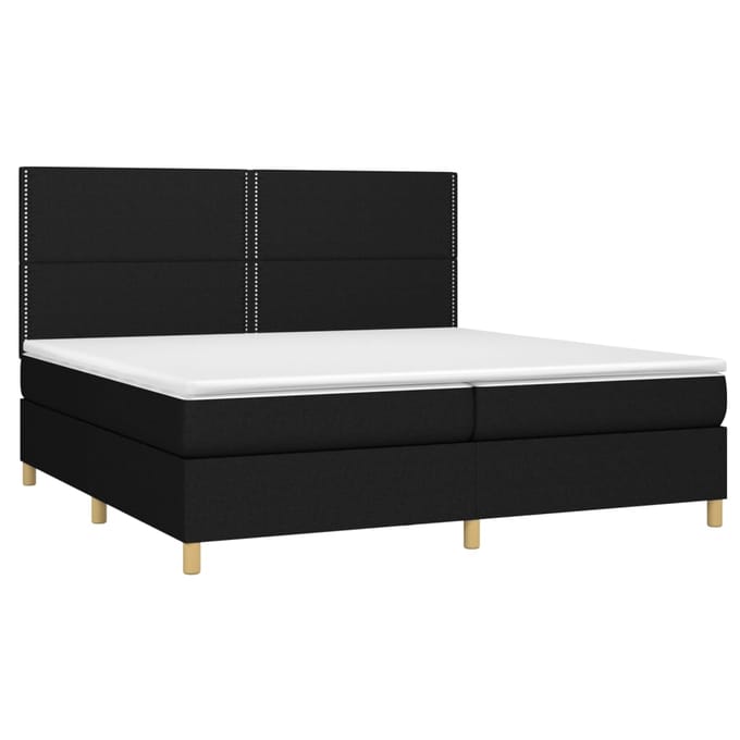 vidaXL - Boxspring - met - matras - en - LED - stof - zwart - 200x200 - cm