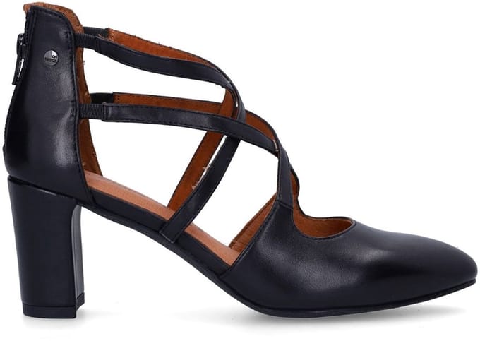 No Stress - Dames - Zwarte leren pumps met ritssluiting - Maat 37
