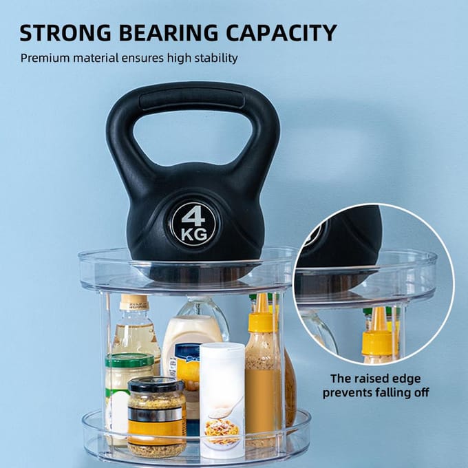 Organisateur rotatif Transparent Double couche, support d'assaisonnements de cuisine rotatif, étui maquillage Small transparent