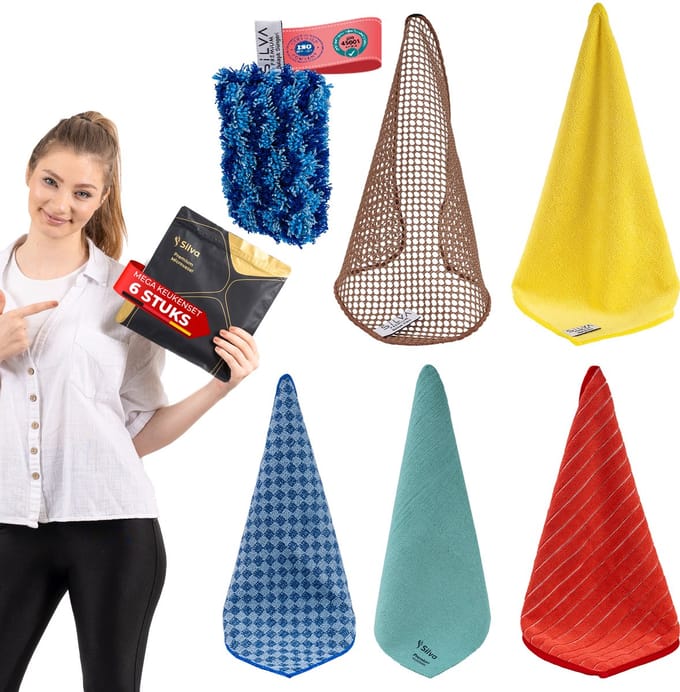 Silva Microvezel Schoonmaakdoekjes Set van 6 - Vaatdoek - Keukendoek