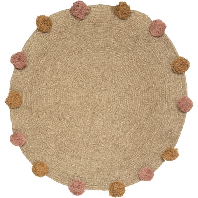Casa di Elturo Tapijt jute pompom - Ø80 cm